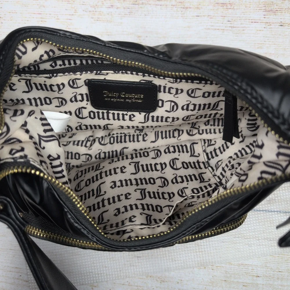 Juicy Couture Black Puffer hobo Shoulder Bag‎ Gold Tone Hardware Lining